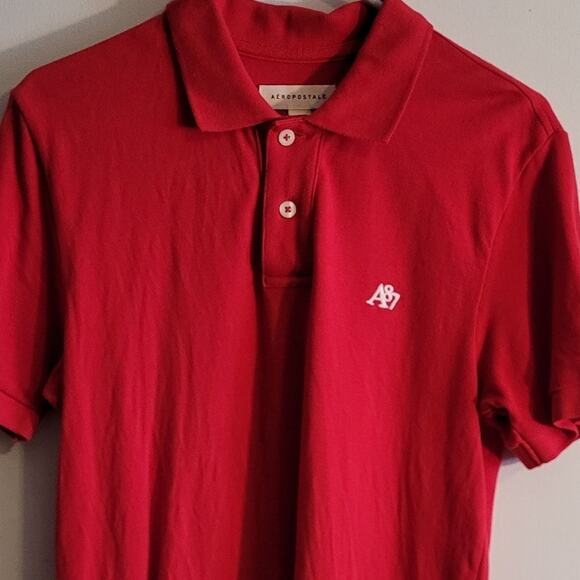AEROPOSTALE Red Polo Shirt Sz M Cotton Classic Short Sleeve Casual Preppy Golf - Picture 8 of 9